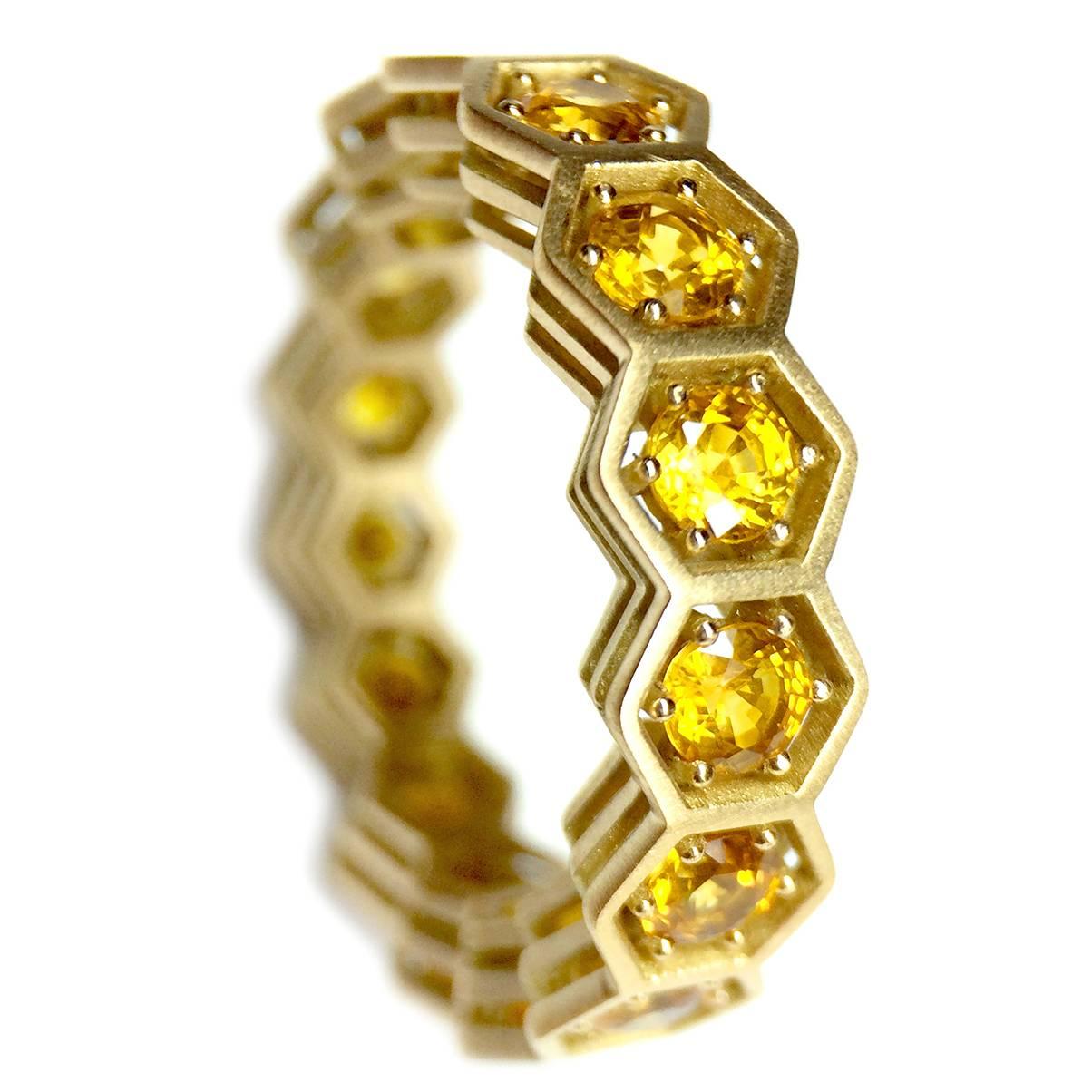 Yellow Sapphire Hexagon Eternity Ring For Sale