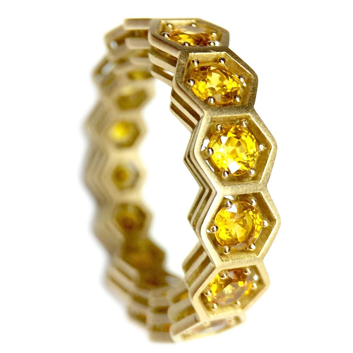 Yellow Sapphire Hexagon Eternity Ring  For Sale