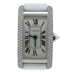 Cartier Lady's White Gold Diamond Tank Americaine Wristwatch