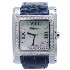 Chopard lady's White gold diamond Happy Sport XL Square wristwatch