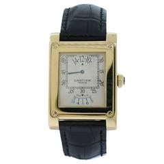 Cartier yellow gold Tank A Vis Jumping Hour Paris Privee Wristwatch Ref W153445