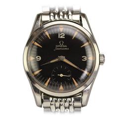 Retro Omega Stainless Steel Seamaster Wristwatch on Original Omega Bracelet