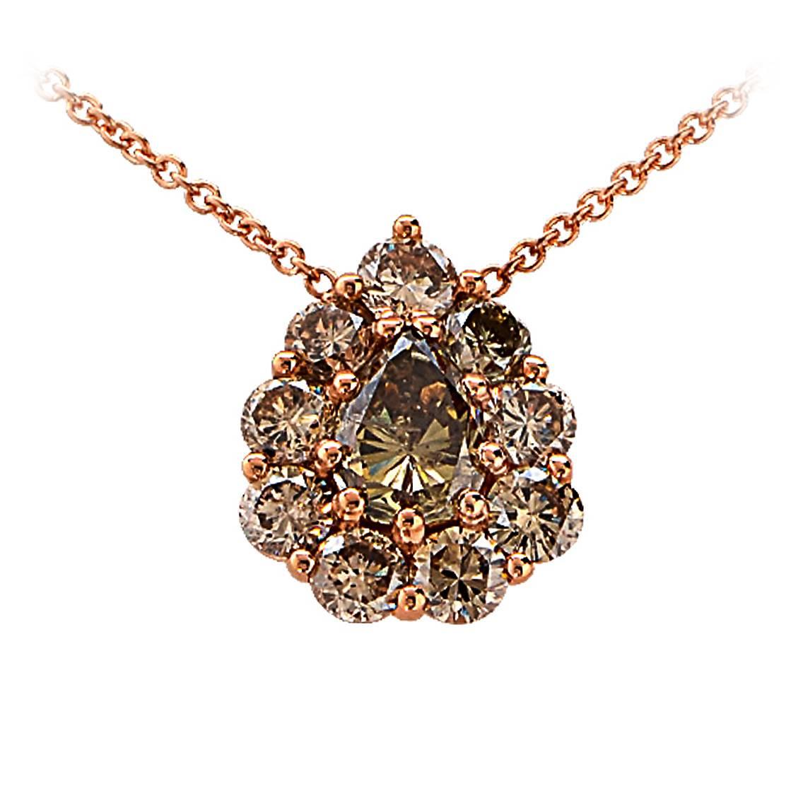 4.75 Carat Fancy Colored Diamond Gold Necklace For Sale