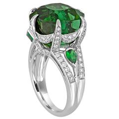 IGI Certified 19.00 Carats Tourmaline Tsavorite Diamond Gold Ring 4