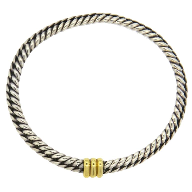 Hermes Sterling Gold Chain Necklace For Sale at 1stdibs