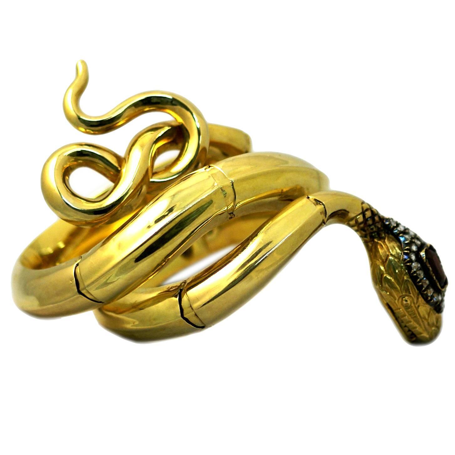 Flexible Victorian Snake Gold Bracelet For Sale at 1stdibs