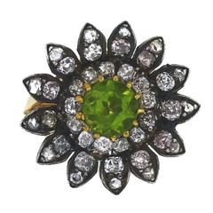 1800s Victorian Peridot Silver Over Gold Ring 12