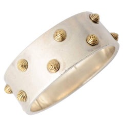 Silver Bracelet with Gold Coils