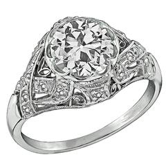Antique 1.92 carat GIA cert Diamond Platinum Engagement Ring