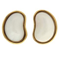 White Coral Gold Bean Shaped Earrings 5