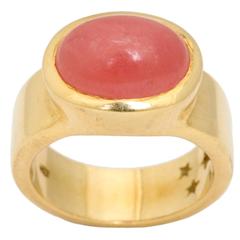 1970s H.Stern Cabochon Red Rhodochrosite Gold Unisex Hip Ring