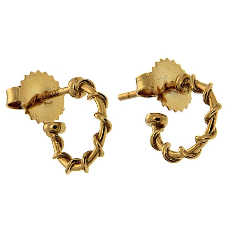 Extra Small Gold Rope Hoop Nautical Earrings For At 1stdibs Extra Small Gold Rope Hoop Nautical Earrings For