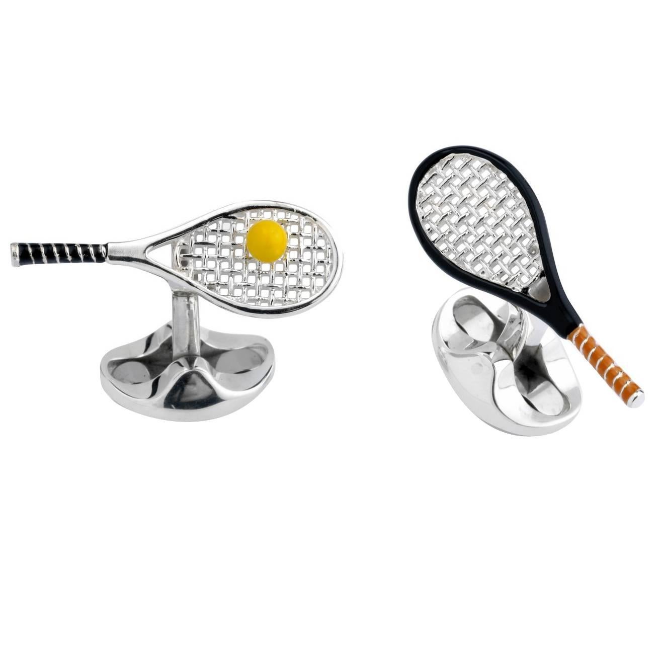 Deakin & Francis Silver Tennis Racket and Ball Cufflinks