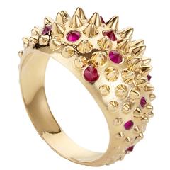 Hannah Martin London Ruby Gold Spiked Ring