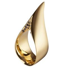 Hannah Martin London Black Diamond Gold Sculptural Spur Icon Ring 