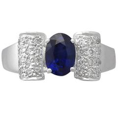 1.69Ct Sapphire & 0.50Ct Diamond, 18k White Gold Dress Ring - Vintage Circa 1990 7