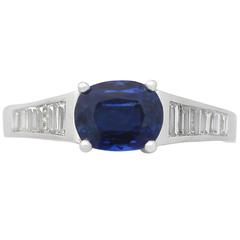 1990s 1.20Carat Sapphire & Diamond White Gold Cocktail Ring 12