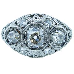 Antique FULMOR Art Deco Three Stone Diamond Ring