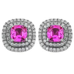 Pink Sapphire gold cluster Earrings 11