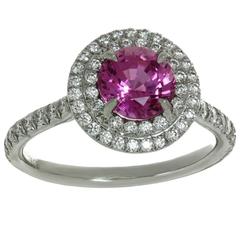 Tiffany & Co. Soleste Pink Sapphire Diamond Platinum Ring