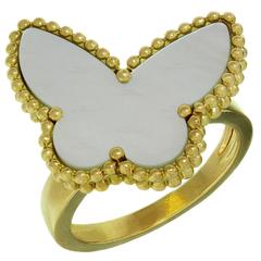 Van Cleef & Arpels Lucky Alhambra Mother-of-Pearl Yellow Gold Butterfly Ring