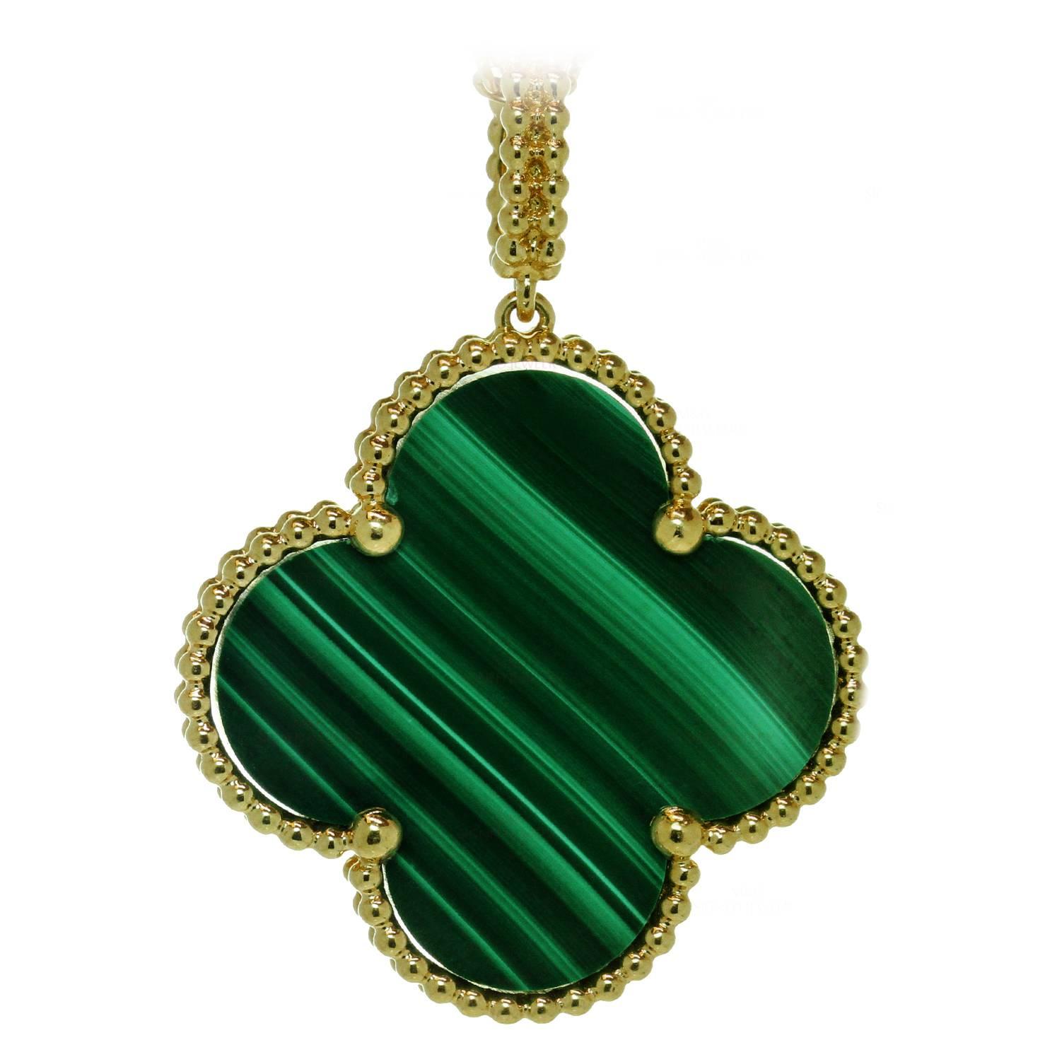 Van Cleef & Arpels Alhambra Malachite Gold Pendant Necklace