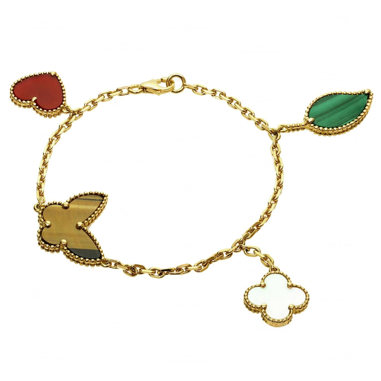 Van Cleef & Arpels Lucky Alhambra Gemstone Gold Bracelet