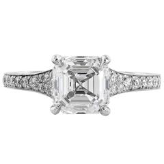 2.01 Carat Asscher Cut Diamond platinum solitaire Ring 12