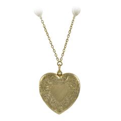 Superb Large Gold Heart Locket and Heart Chain