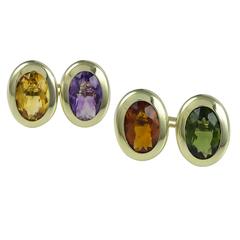 Antique Gemset Large Gold Cufflinks 5