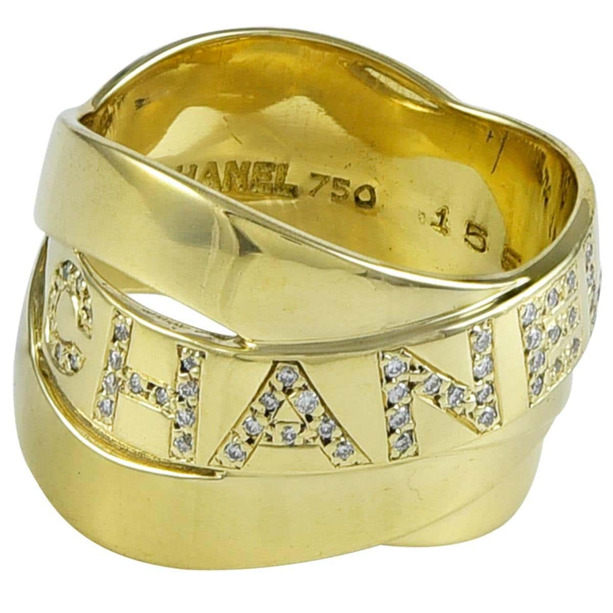 Chanel Diamond Gold band Ring at 1stDibs