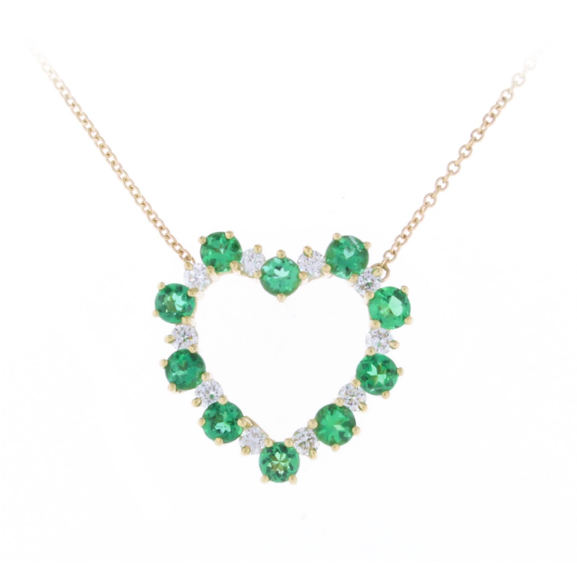 Tiffany & Co. Emerald and Diamond Heart Pendant