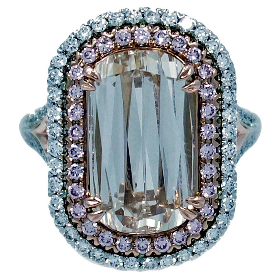 4.04 carat Light Brown and Pink Diamond Two Color Gold Engagement Ring