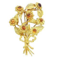 Tiffany & Co. Citrine Gold Flower Bouquet Brooch
