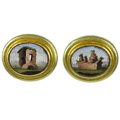 Elizabeth Locke Micro Mosaic Gold Earrings