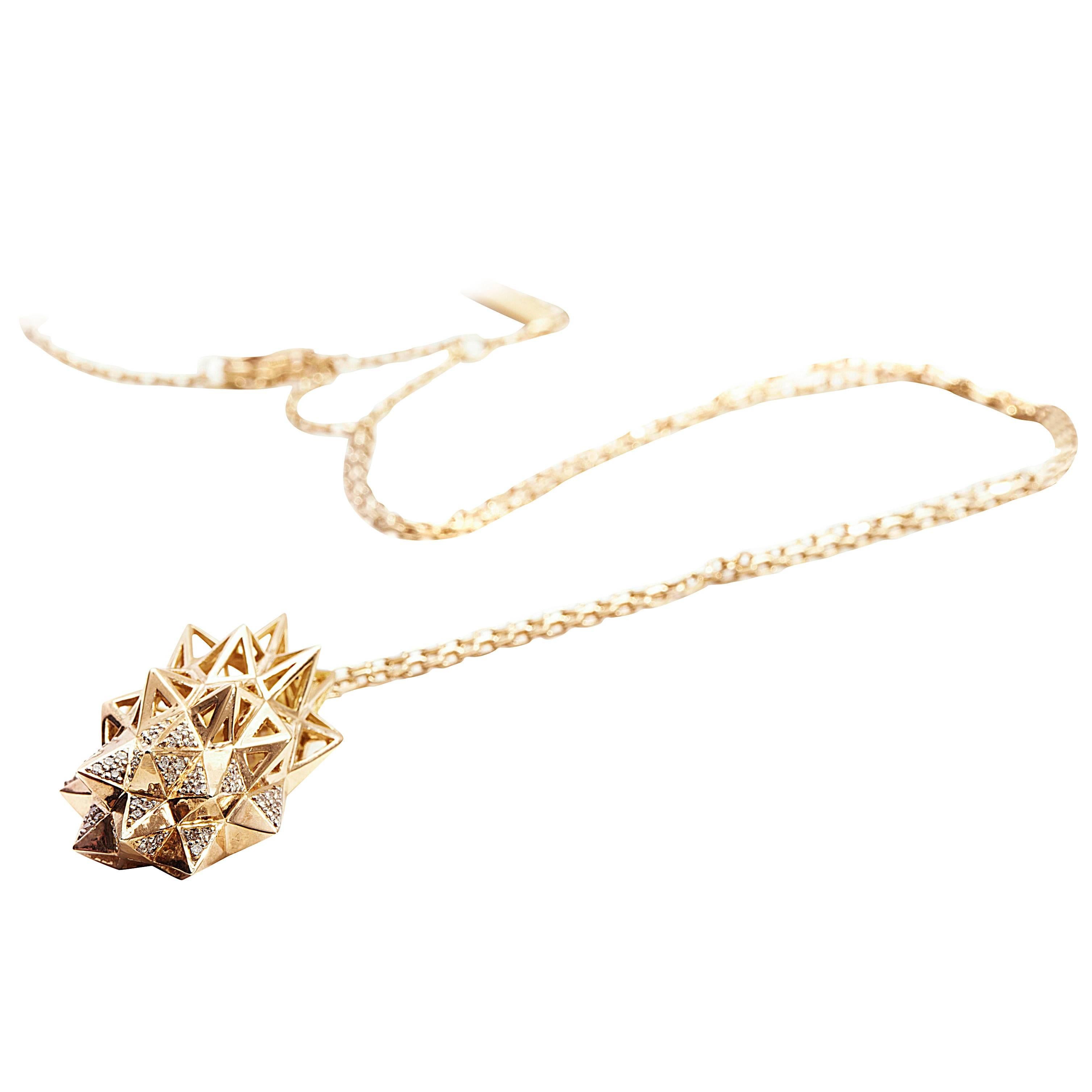 Stellated Diamond Gold Flatback Necklace