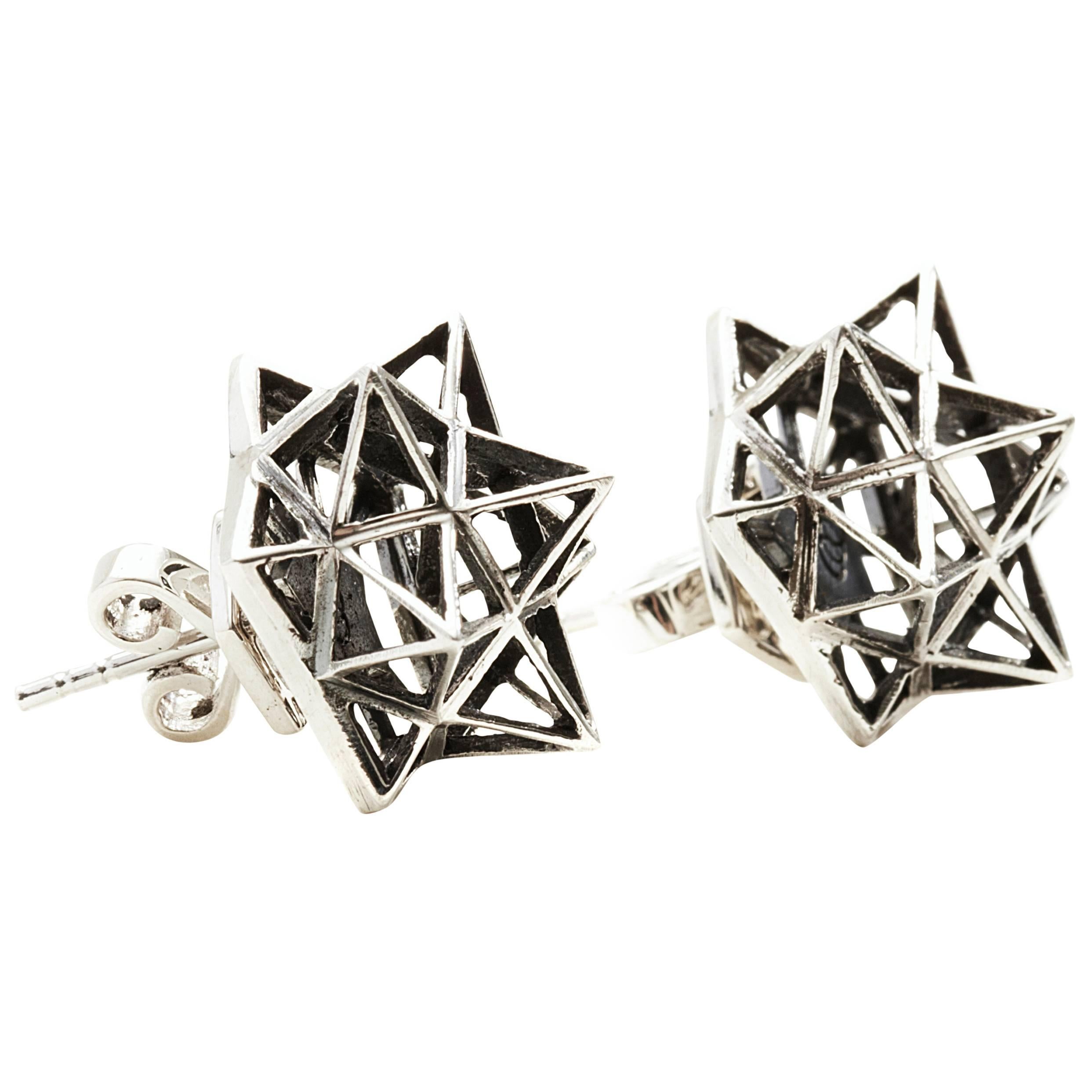 Framework Silver Stud Earrings
