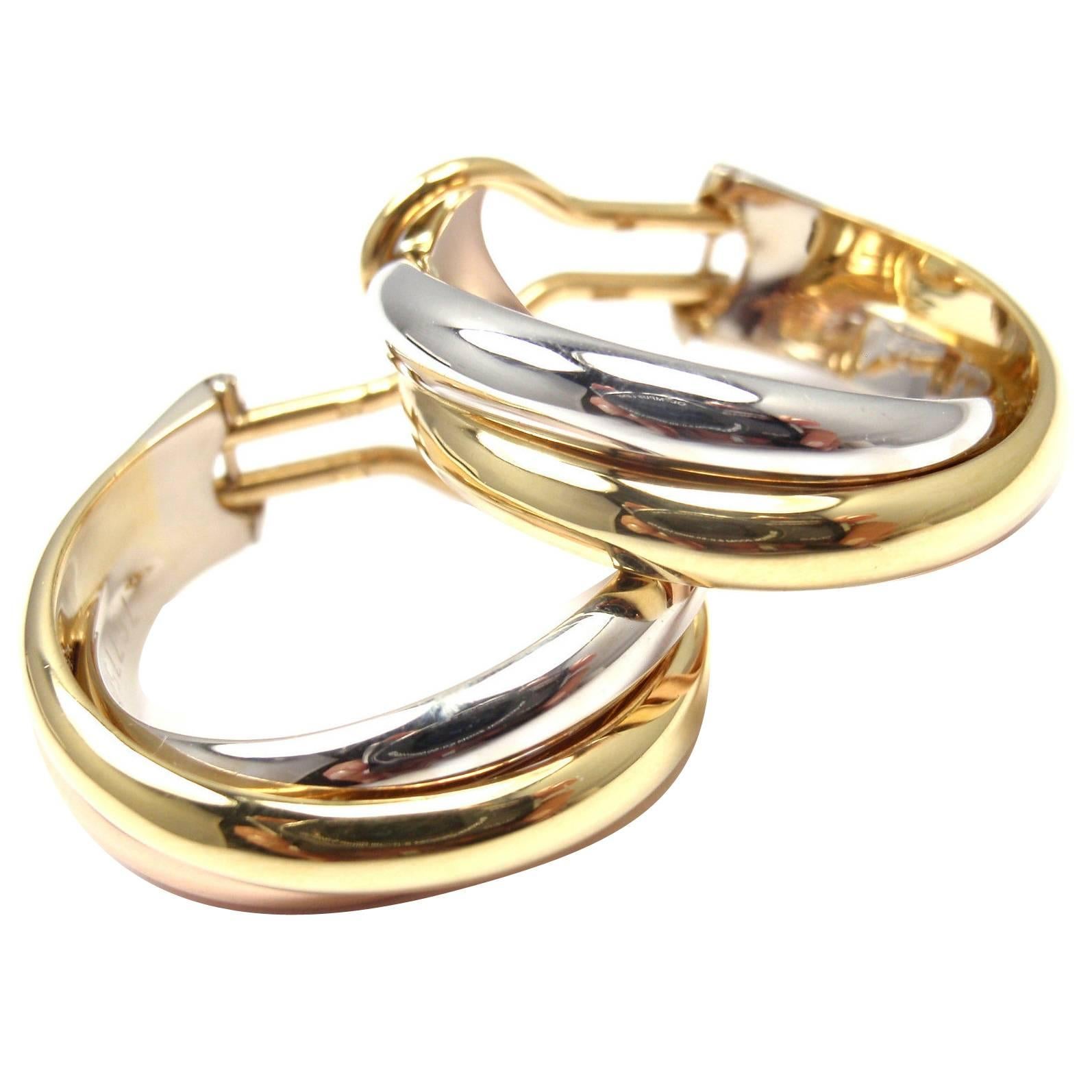 Cartier Trinity two color gold Hoop Earrings