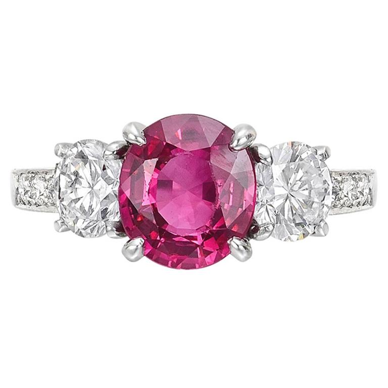 2.05 Carat GIA Cert Burmese Ruby Diamond platinum Ring at 1stDibs | gia