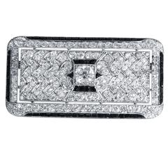 1924 Cartier Art Deco Onyx Diamond Platinum Brooch