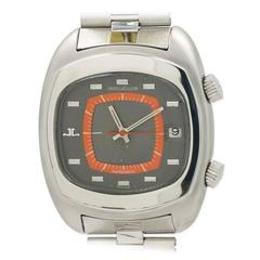 Retro Jaeger LeCoultre Stainless Steel Alarm Wristwatch ref E871 
