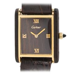 Cartier Vermeil Wood Tank Louis Wristwatch 