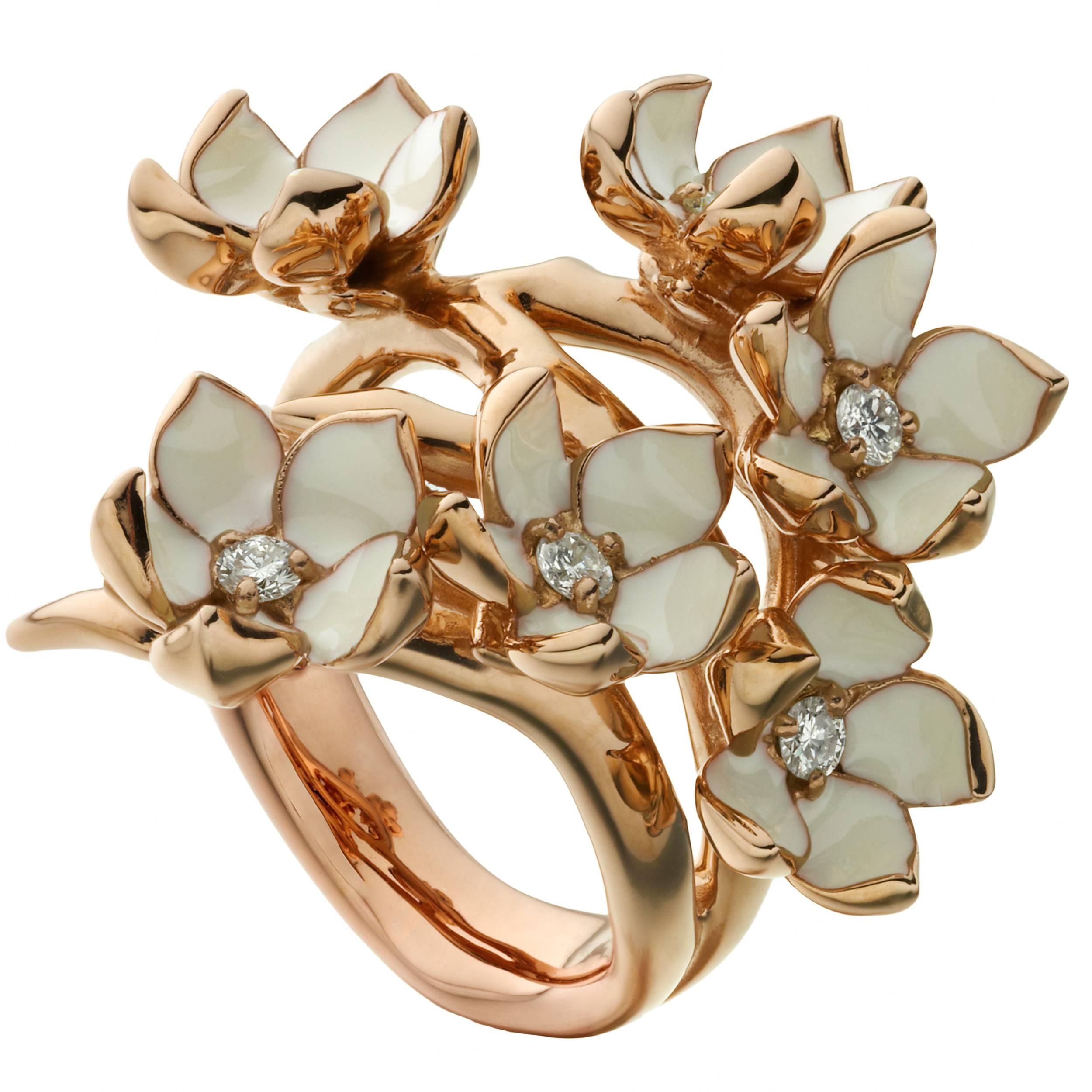 Shaun Leane Diamond Gold Vermeil Full Blossom Ring For Sale