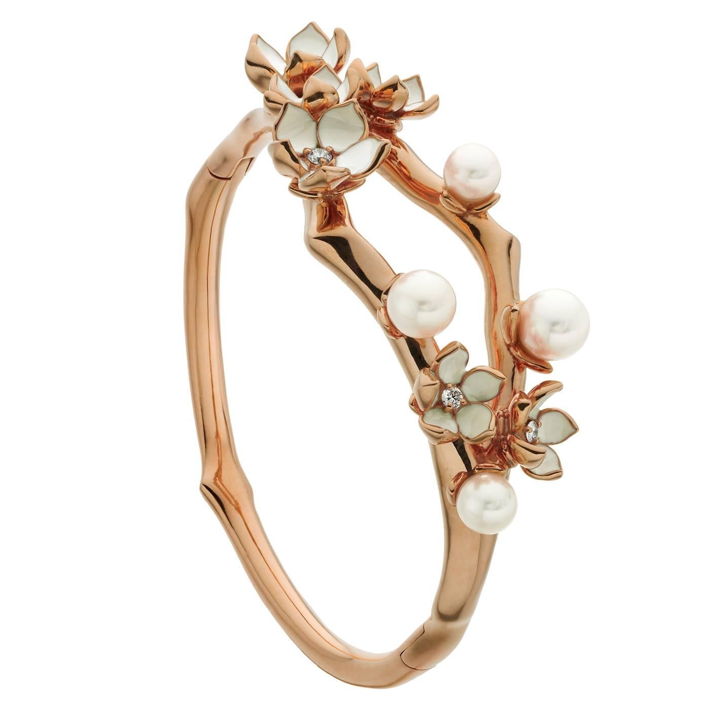 Shaun Leane Cherry Blossom Cuff in Rose Gold Vermeil with Diamonds