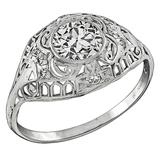 Edwardian 0.87 carat GIA cert Diamond platinum Engagement Ring