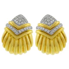 Beautiful Diamond Gold Shell Earrings