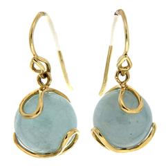 Carina Aquamarine Ball Gold Earrings 9