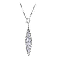 Chalcedony Diamond Gold Scroll Pendant Necklace 4