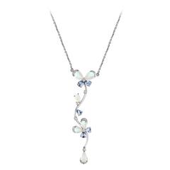 Moonstone Tanzanite Gold Flower Design Necklace 3