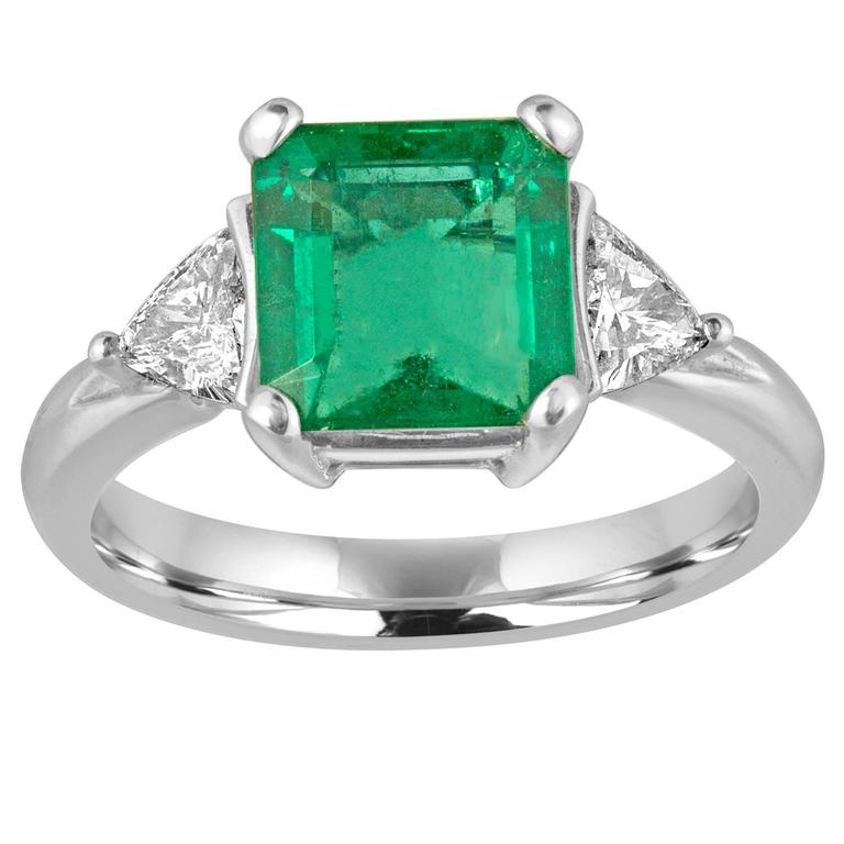 AGL Certified 2.40 Carat Emerald Diamond Gold Ring at 1stDibs